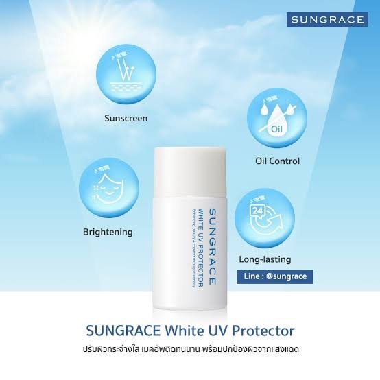 ❤️ไม่แท้คืนเงิน❤️ Sungrace White Uv Protector SPF42 PA++ 25ml เมคอัพเบส สูตรกันน้ำผสมกันแดด