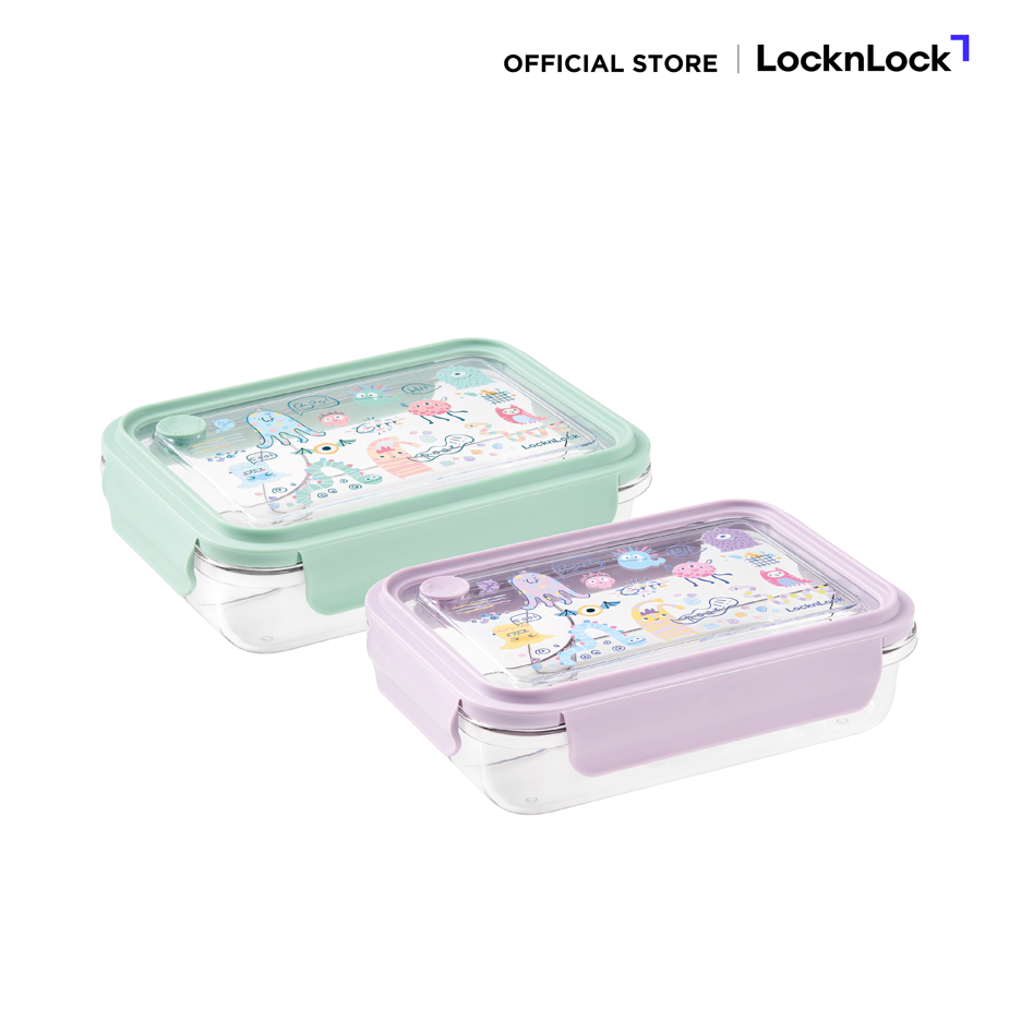 LocknLock กล่องใส่อาหาร แบ่งช่อง ลาย monster ความจุ 750 ml. 3-devided clear lunch box รุ่น LCB501