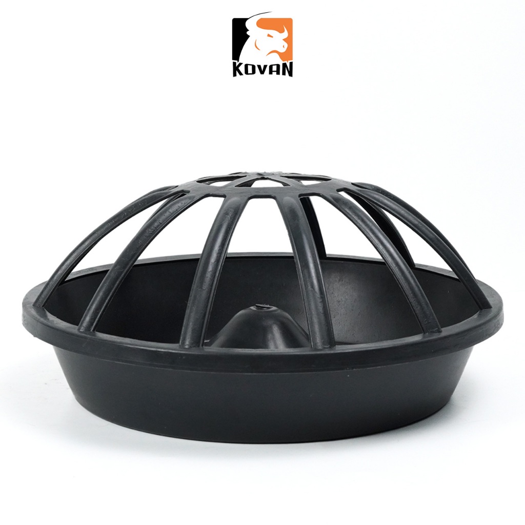 KOVAN ถาดให้อาหารไก่ เป็ด ห่าน ถาดอาหารกลม ขนาด 30 ซม. พร้อมฝาครอบ มีช่องให้อาหาร 12 ช่อง