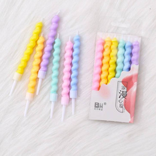 เทียนวันเกิด เทียนแฟนซี รุ่นเกลียวอ้วน แพค6เล่ม ขนาด1*10.5cm