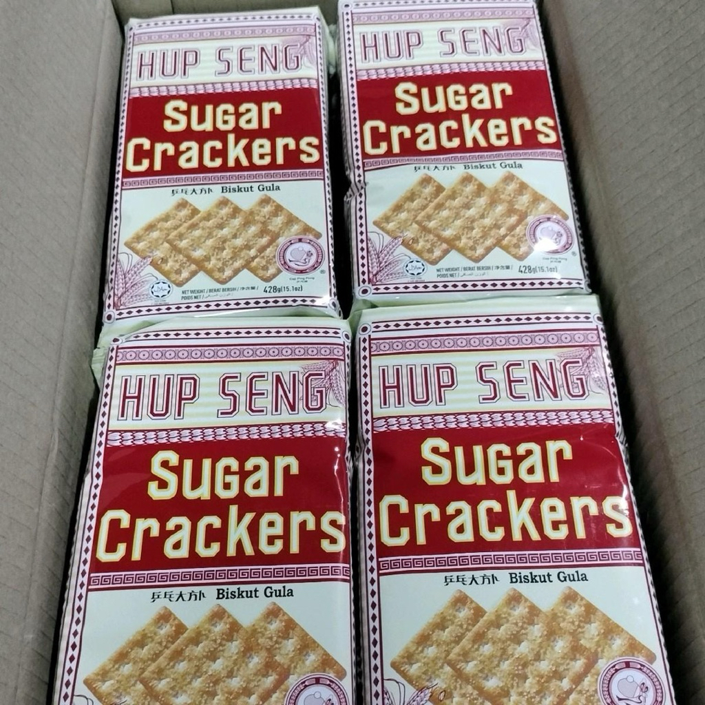 (ยกลัง12แพ็ค) ขนมปังกรอบ เครกเกอร์ฮับเส็ง HUP SENG ขนาด428กรัมx12มี2รสให้เลือก