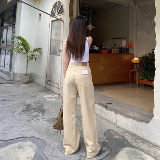 Baggy Basic🍃กางเกงยีนส์ขากระบอกใหญ่ เอวสูง ผ้าสีเบสิคไม่แต่งฟอก เนื้อผ้ายีนส์แท้ไม่ยืด ผ้าหนานุ่ม ใส่สบาย PPZ PANTS