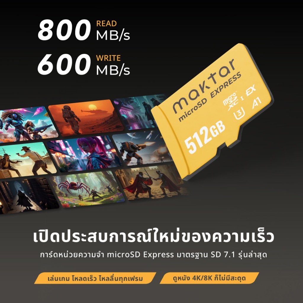Maktar microSD Express Card การ์ดความเร็วสูง ใช้กับ Nintendo Switch 2ได้