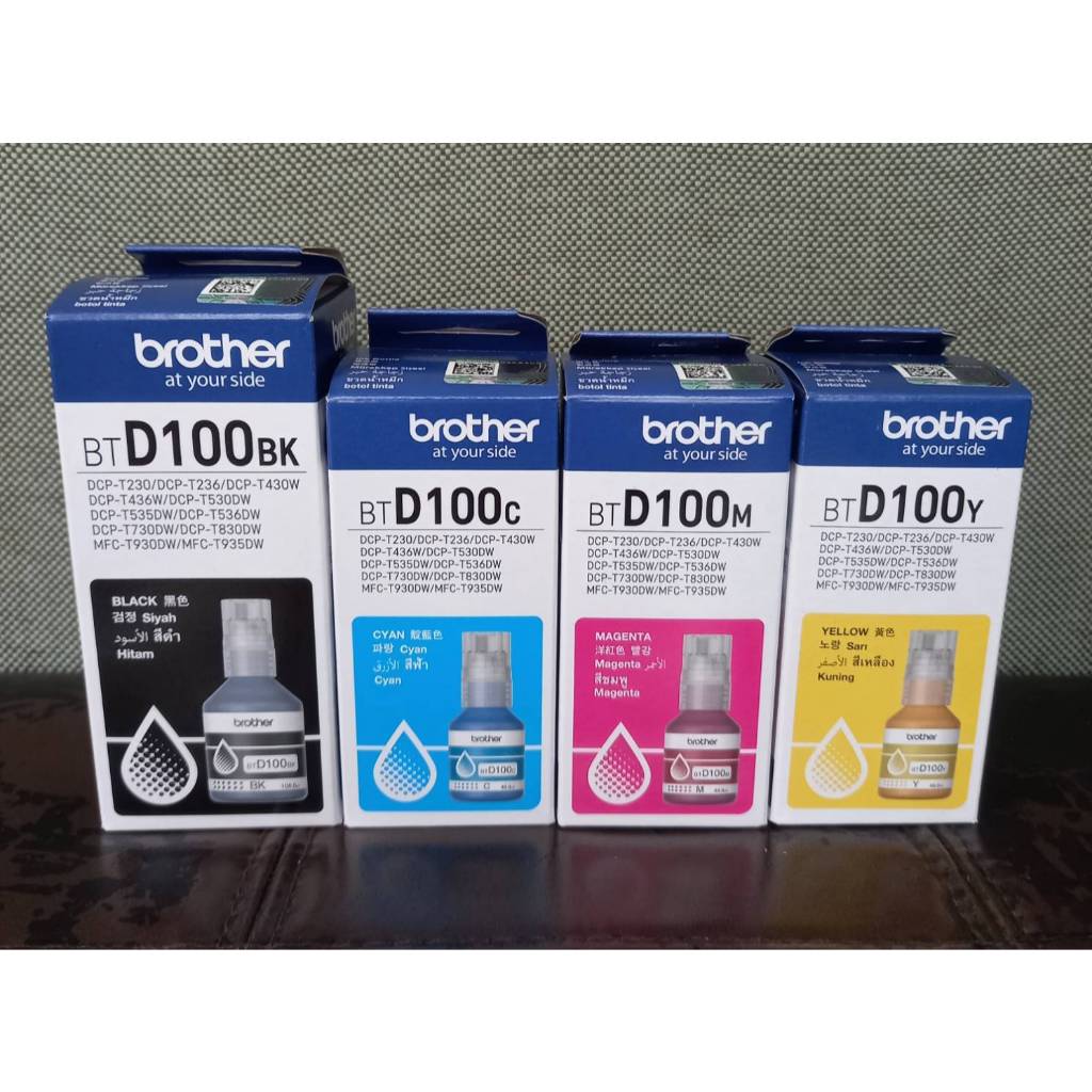 BROTHER INK BT-D100 4 สี C+M+Y+BK แท้ศูนย์ 100%DCP-T230, DCP-T430W, DCP-T530DW,DCP-T730DW, DCP-T830D