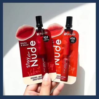 (6ซอง/กล่อง) สมูทโตะ สเตย์มอร์นู้ด เวลเวท ลิป ทั้ง 2 เบอร์ SMOOTO STAY MORE NUDE VELVET LIP สีชัดเจน