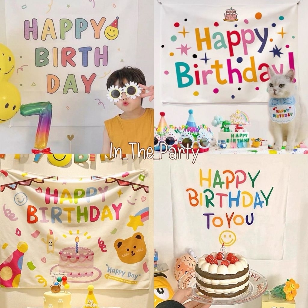 ฉากหลังวันเกิด ผ้าวันเกิด happy Birthday banner