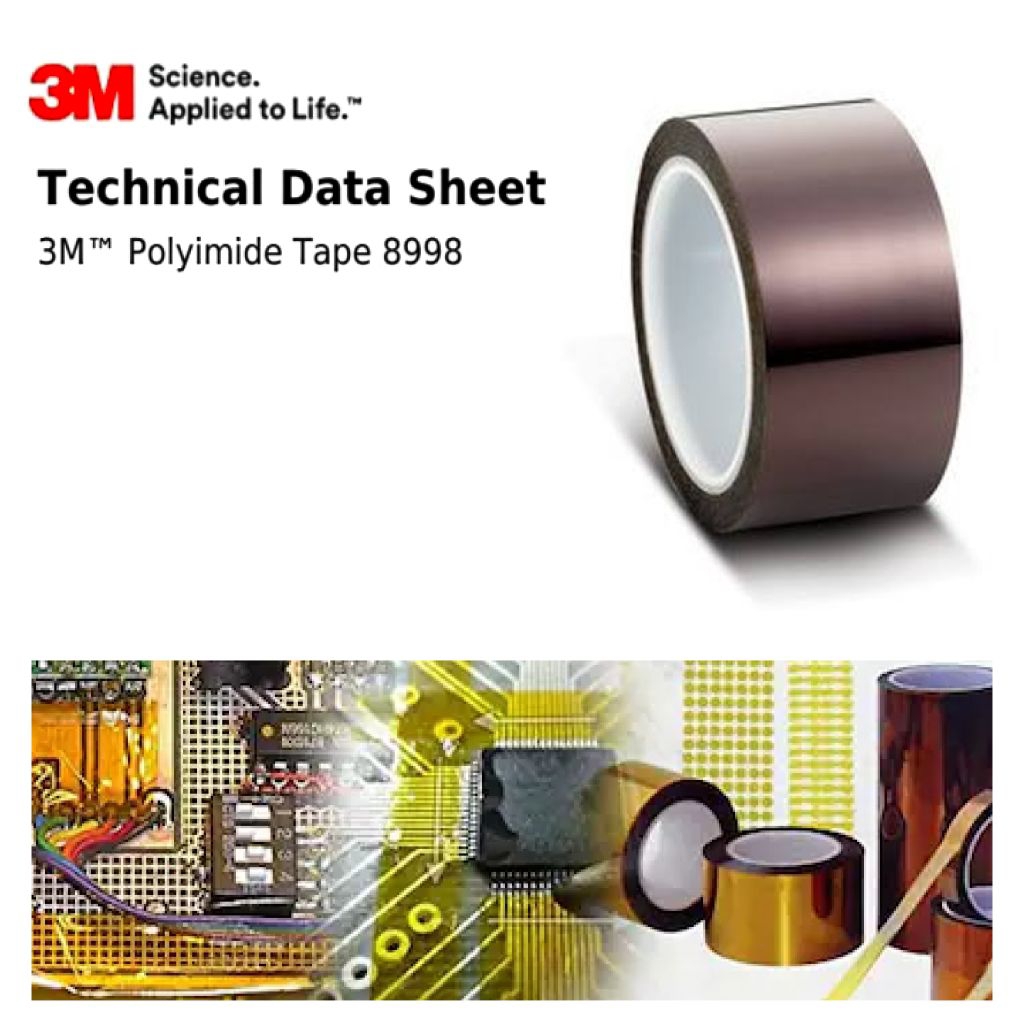 3M™ Polyimide Tape 8998 เทปทนความร้อนสูง3M Kapton Tape T0.085mm. สำหรับงานปิดบังพื้นที่การใช้งานที่มีอุณหภูมิสูงมาก
