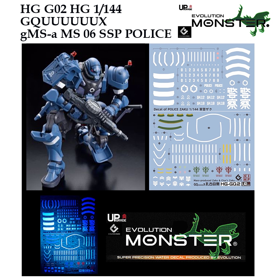 ดีคอลน้ำ [MONSTER] HGGQ2 HG 1/144 GQUUUUUUX gMS-a MS 06 SSP POLICE GUNDAM WATER SLIDE DECAL HGGQ 2 HG GQ
