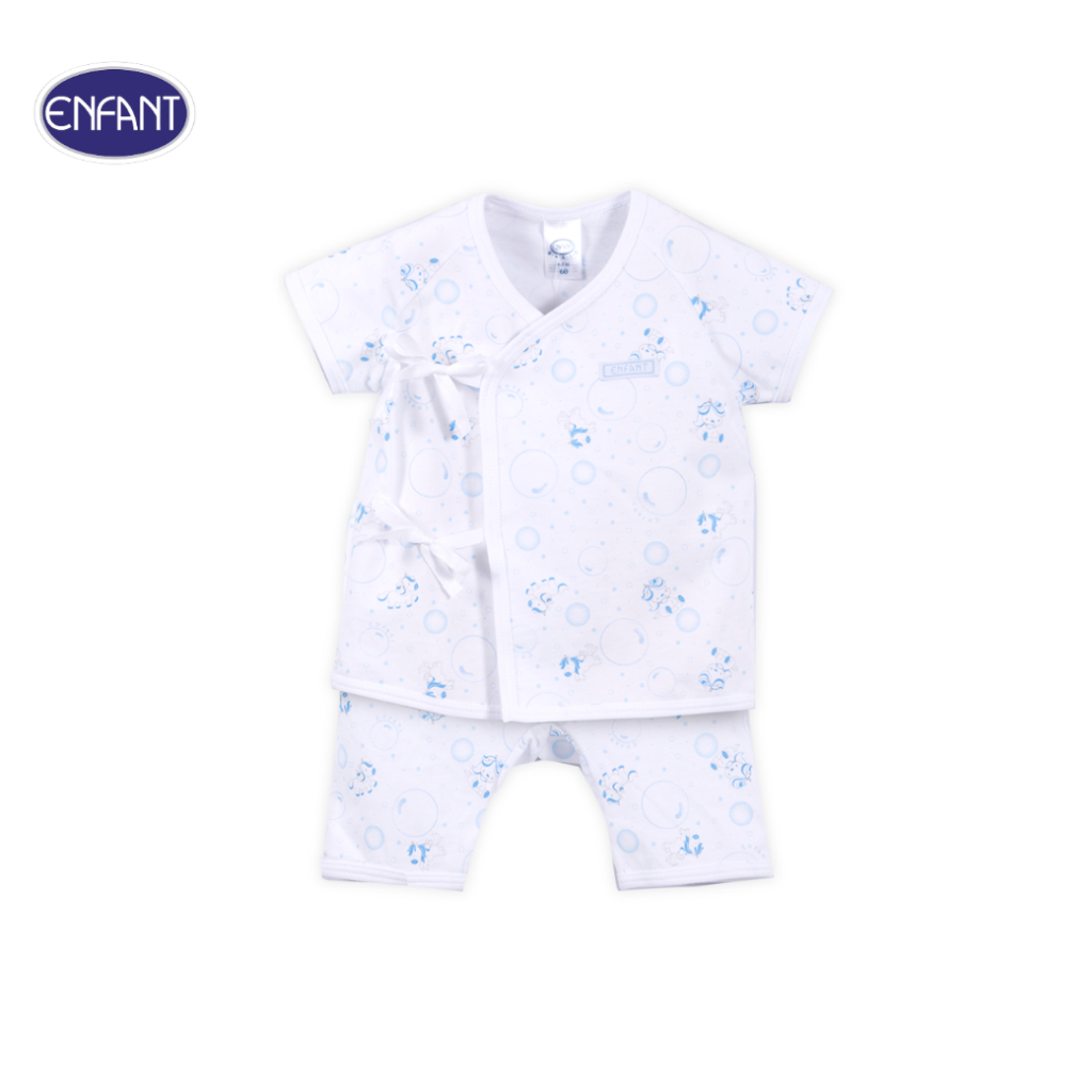 ENFANT (อองฟองต์) ชุดเสื้ออุ่นอก+กางเกงสามส่วน สำหรับเด็ก 0-3 เดือน คอลเล็กชั่น Unicorn ผ้าคอตตอน 100% สีฟ้า