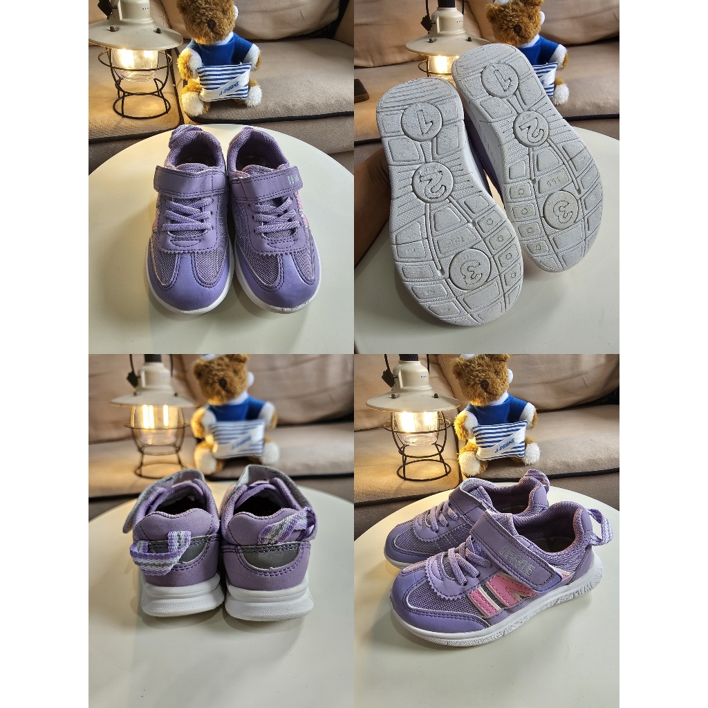 รองเท้าผ้าใบสีม่วงแบรนด์ Ifme วัดใน 15.5Cm รหัส 370 ส่งต่อรองเท้าเด็กแบรนด์ญี่ปุ่นมือสอง