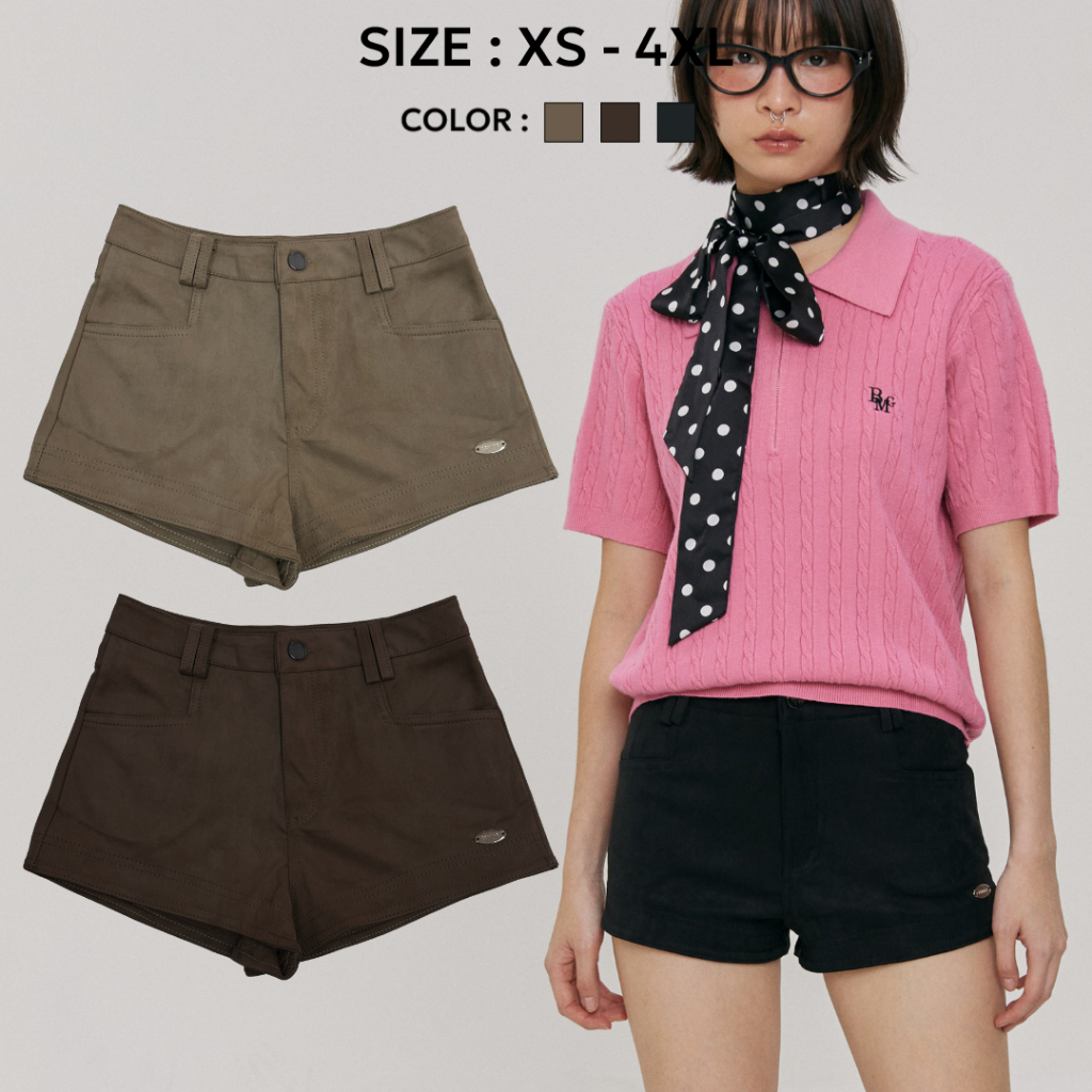 (พร้อมส่ง)Bemingshorts035(XS-4XL)-Utility Shorts กางเกงขาสั้นเอวสูง ทรงสวย ช่วยใ