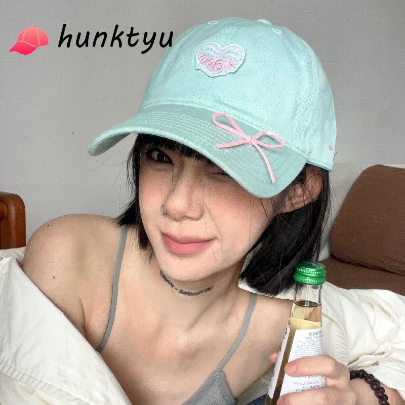 COD💕หมวกเบสบอล แบบนิ่ม ปัก ลายหัวใจ ปรับขนาดได้ ป้องกันรังสียูวี หวานและน่ารัก