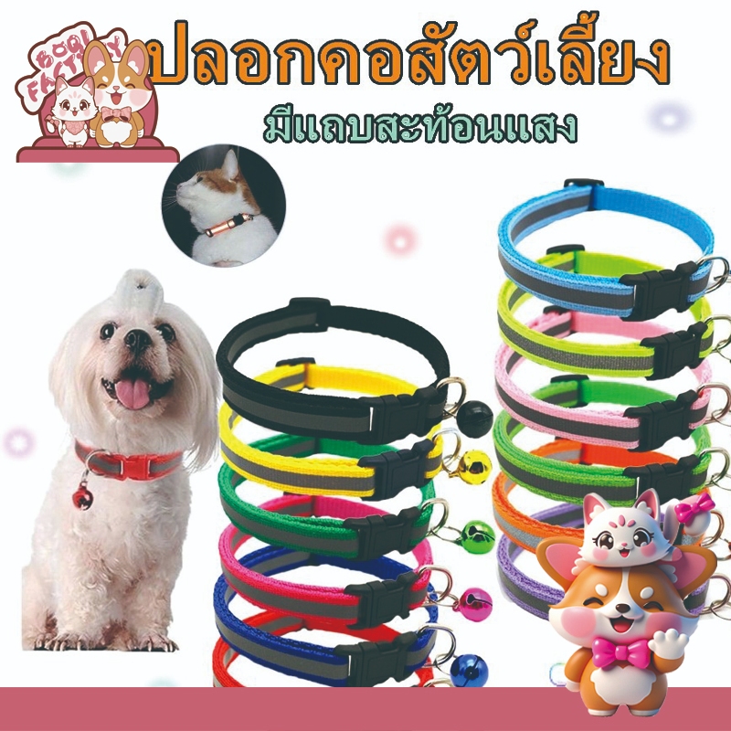 Boqi Factory ปลอกคอสัตว์เลี้ยง ปลอกคอหมา ปลอกคอแมว มีสีเทาสะท้อนแสง Cat collor01