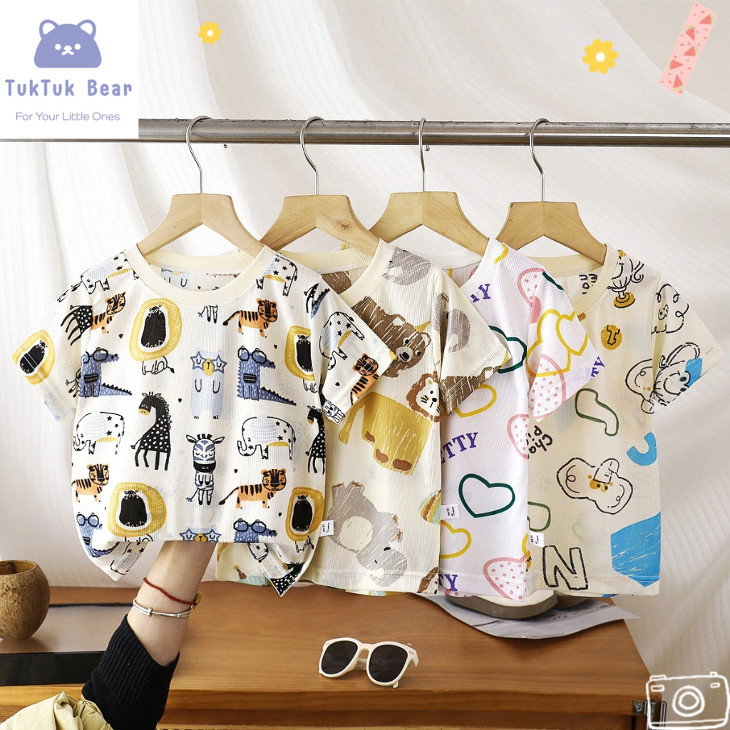 เสื้อยืดแขนสั้นลำลองสำหรับเด็ก เสื้อยืดแขนสั้นเด็ก มีหลายสีให้เลือก เย็นสบาย บางเบา
