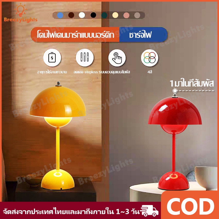 ไฟตั้งโต๊ะ LED ไฟแต่งห้อง ไฟแคมป์ปิ้ง รูปดอกตูม ไฟวันเกิด มินิมอล ปรับได้ 3สี