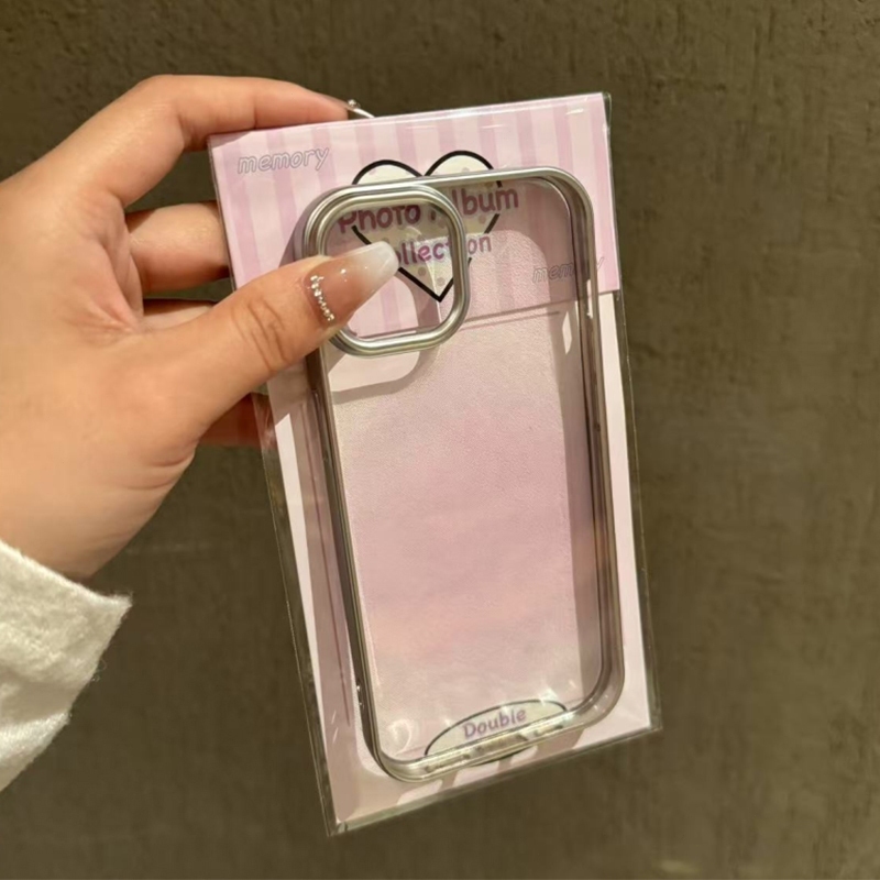 กรอบทองเงินชุบไฟฟ้าสินค้าพร้อมส่ง เหมาะเคส iPhone 16 Pro สไตล์เรียบสีเดี่ยว ขอบโปร่งอ่อน รองรับ iPhone 11,12,13,14,15pro