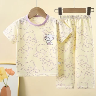 💘พร้อมส่งจากไทย ชุดเซ็ท เสื้อยืดแขนสั้น กางเกงขายาว ผ้าฝ้ายแท้100% เหมาะสำหรับเด็กผู้ชาย และเด็กผู้หญิง อายุ 3-8 ปี