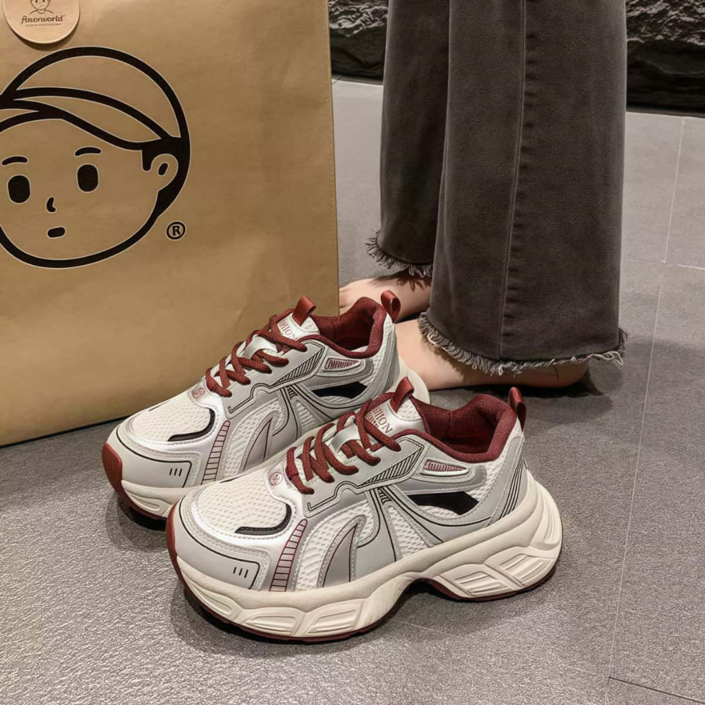 สินค้าสปอต ระบายอากาศได้รองเท้าผ้าใบ รองเท้าผ้าใบแฟชั่นผู้หญิง พื้นหนากันลื่น ผ้าตาข่าย รองเท้าวิ่ง - รูปที่ 4