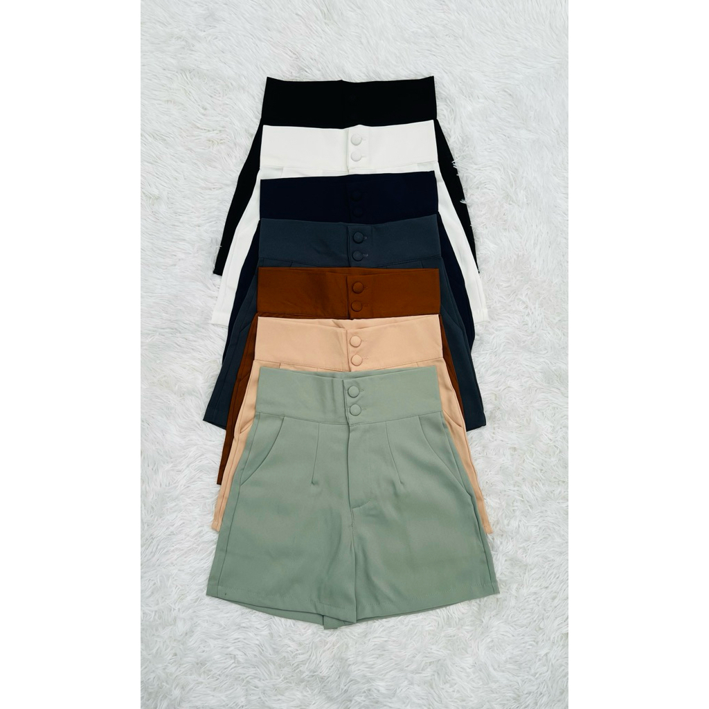 ขาสั้นกระดุมหน้า ผ้าซาร่าห์ มีกระเป๋า2ข้าง