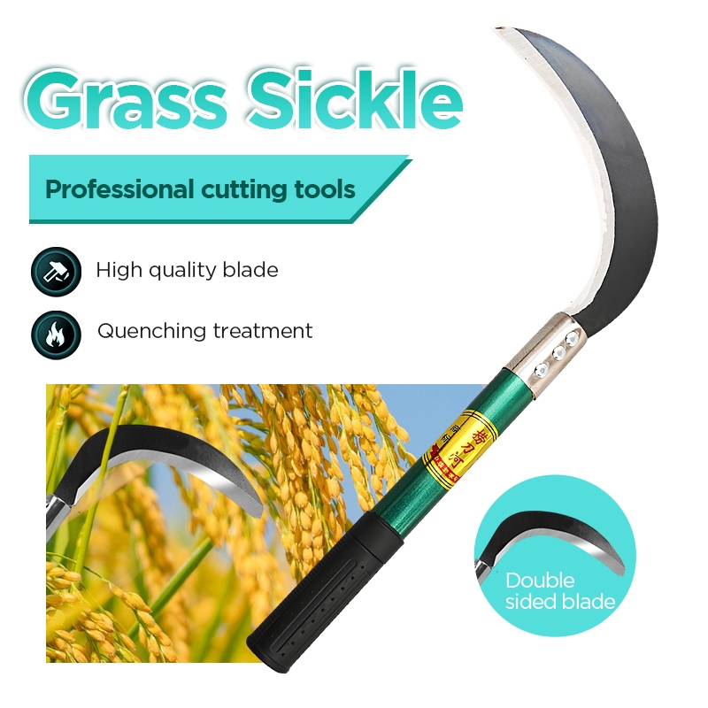 เคียวแมงกานีส เคียวเหล็กแมงกานีส เคียวเกี่ยวหญ้า เคียวเกี่ยวข้าว มีดถางหญ้า คียวตัดกิ่งไม้ มีดหวดหญ้า ด้ามสั้น / ยาว