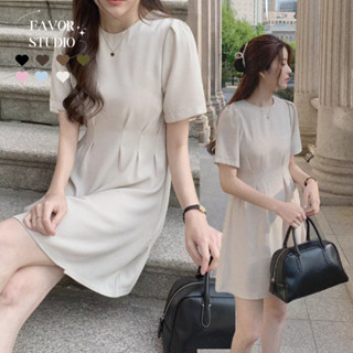 [S-5XL] ชุดเดรสผู้หญิง แต่งจีบ สีพื้น สไตล์ลำลอง แฟชั่นชุดเด…