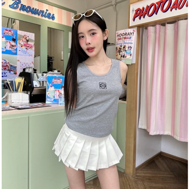 LW tank top ✔️เสื้อกล้ามแขนกุด งานปักโลโก้แบรนด์ แพทเทิ้ลสวย ไหมพรมผ้าร่องเนื้อดี