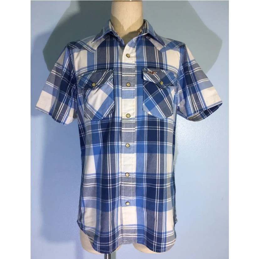 Hollister vintage 90s Folk Pearl Snap Western Mens Shirt M เสื้อวินเทจ กระดุมมุข อเมริกัน ไสตล์ แฟชั