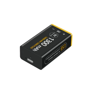 แบตเตอรี่ 9V 1300mAh Li-ion 9V 6F22 แบตเตอรี่แบบชาร์จไฟขนาดเล็ก TYPE-C