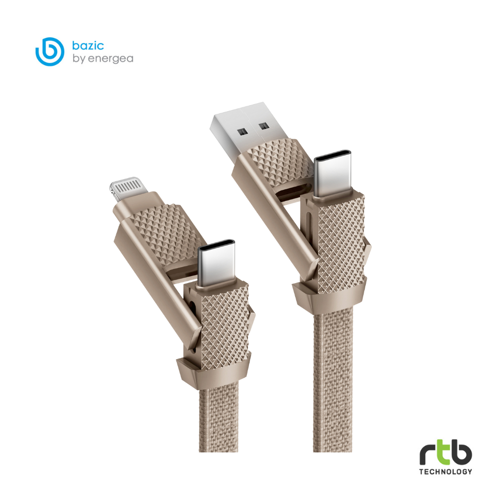 Bazic GoCharge 4 In 1 AluCable สายชาร์จ ชาร์จเร็ว สายโอนข้อมูล พร้อมหัวต่อ 4 แบบ (3A, 60W)