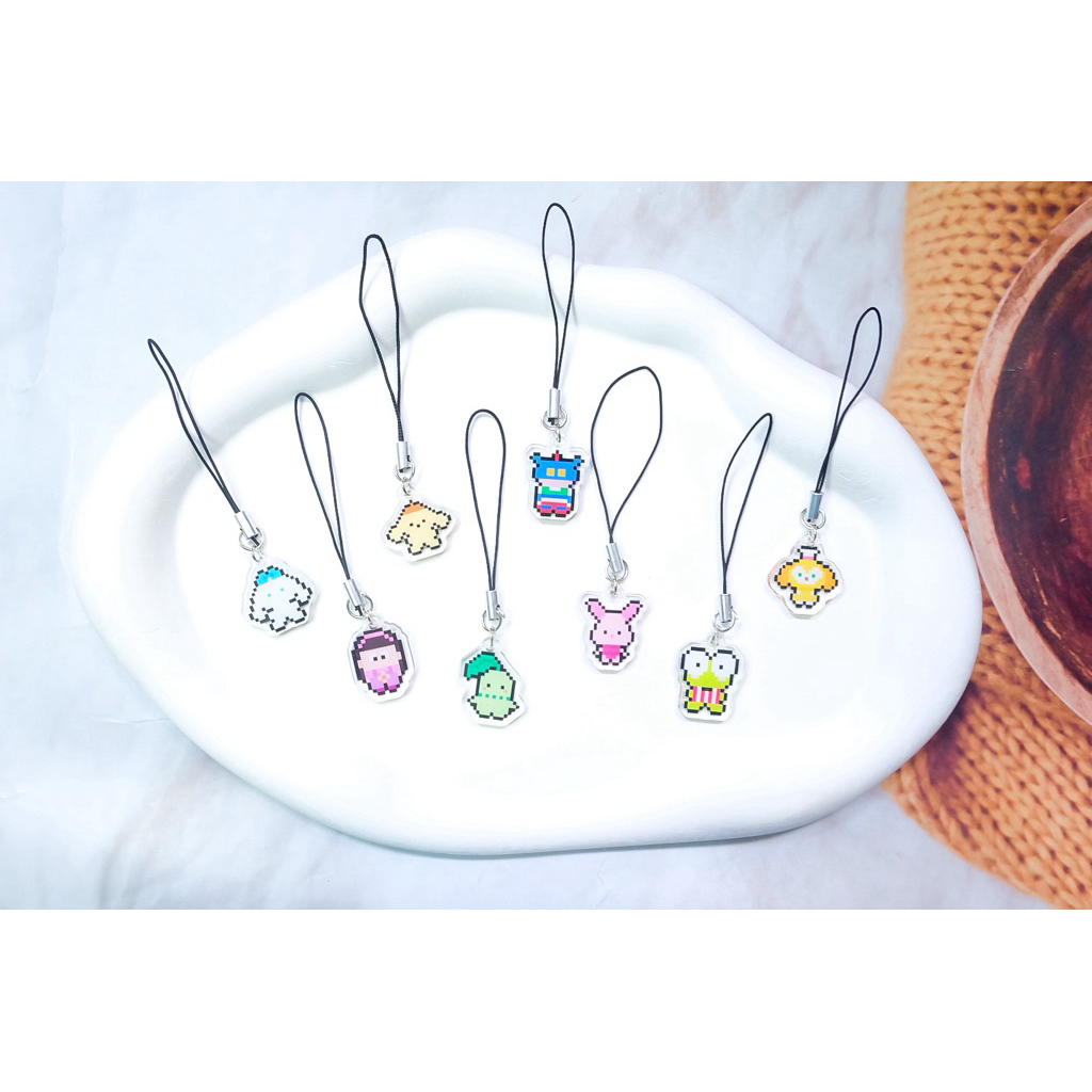 สายคล้องโทรศัพท์มือถือ ลายพิกเซลการ์ตูน Pixel Cartoon แบบ1ชิ้น ไซส์ S สินค้าพร้อมส่ง (ของฝาก ของแถม ของขวัญ)