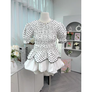 เสื้อสม็อคแขนตุ๊กตา แขนพองระบาย หวานละมุนมาก Sweet Smock Top