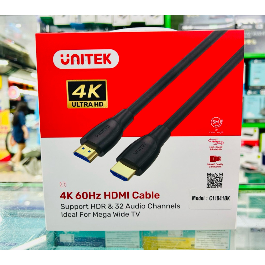 C11041BK HDMI Cable 5m. Version 2.0 Unitek สายเอ็ชดีเอ็มไอ 5 เมตร ออกใบกำกับภาษีได้