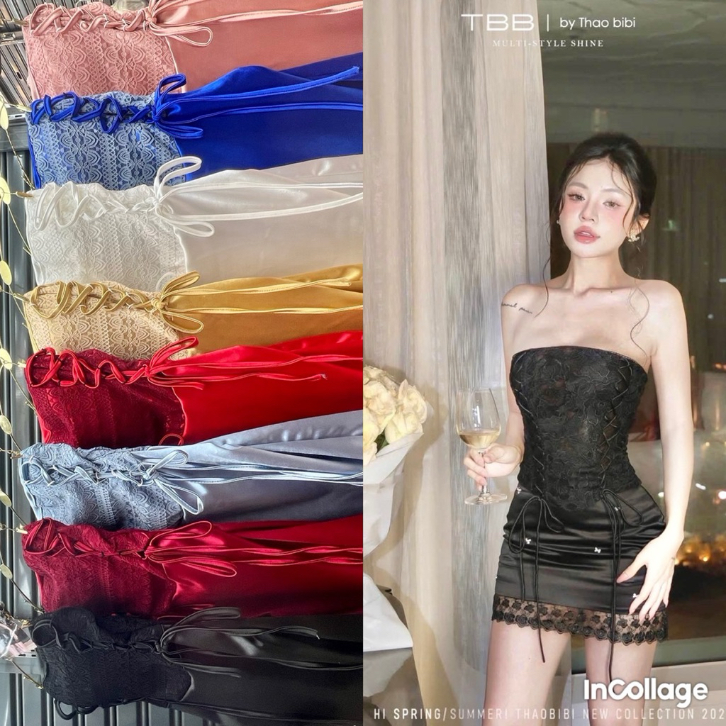 เดรชทำงานเกาะอกลูกไม้ซาติน✨NEW✨