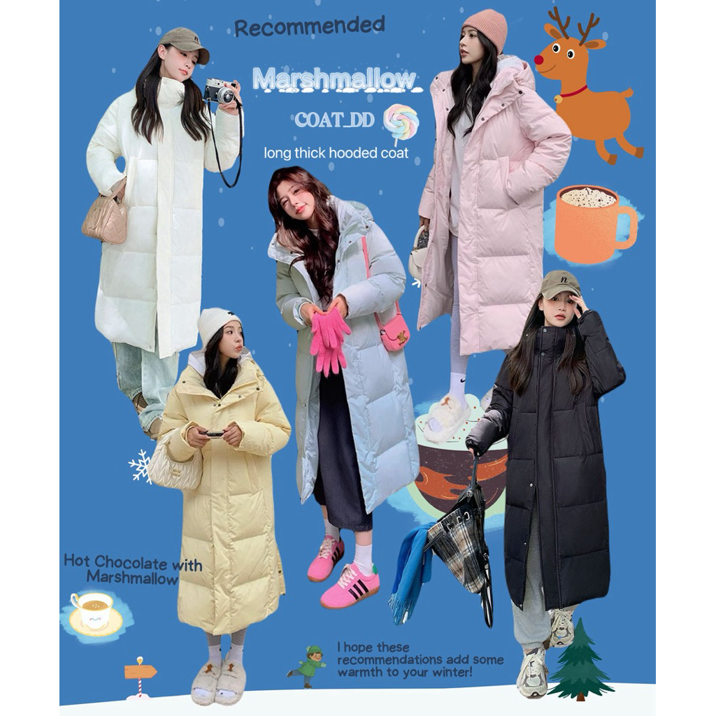 DD(no.118)🍭🌨️Marshmallow long thick hooded coat🍭🌨️ น้องมาชุดเมลโล่ลุยหิมะ ฮาร์บิน รัสเซีย จอร์เจีย แ
