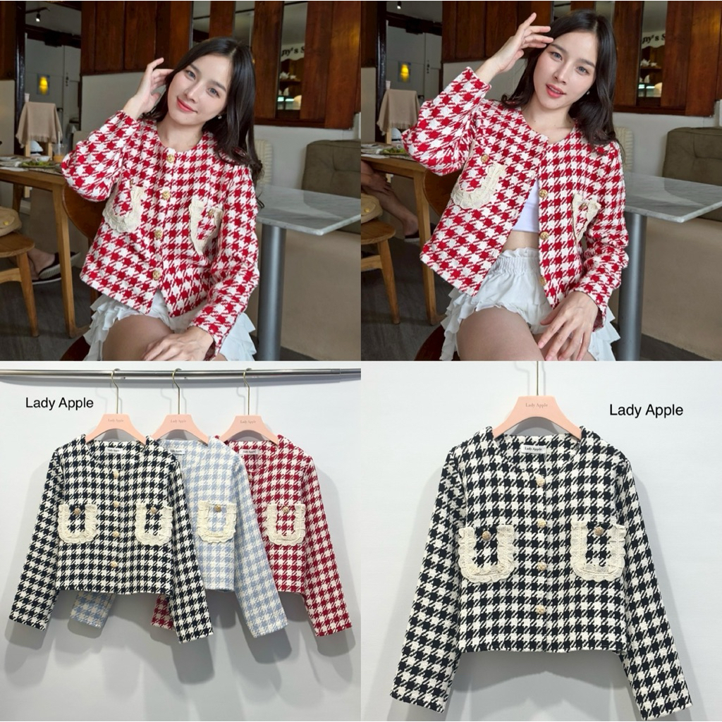 เสื้อคลุมทวิตแขนยาวลายชิโนริงานป้ายLadyapple39