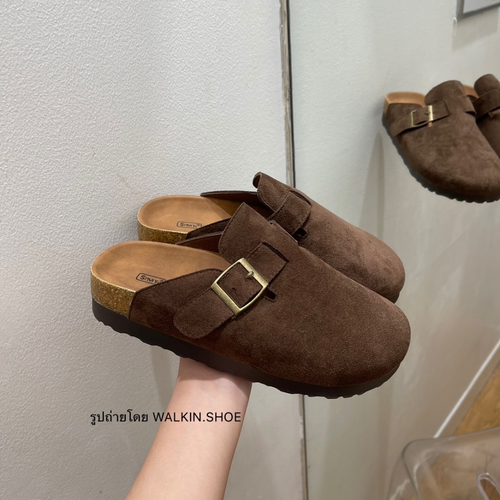 (พร้อมส่งจากไทย) (นุ่ม x2) รองเท้าเปิดส้น สีมอคค่าและกากี หนังนิ่ม พื้นนุ่ม รุ่น MIHO