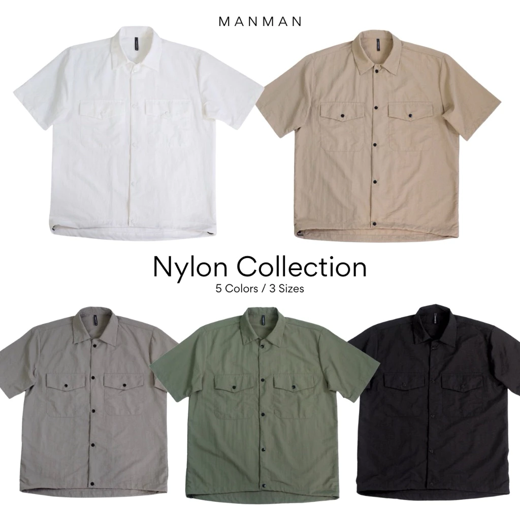 MANMAN OUTFIT - สินค้าใหม่! เชิ้ตผ้าร่ม กระดุมสแนป Street style