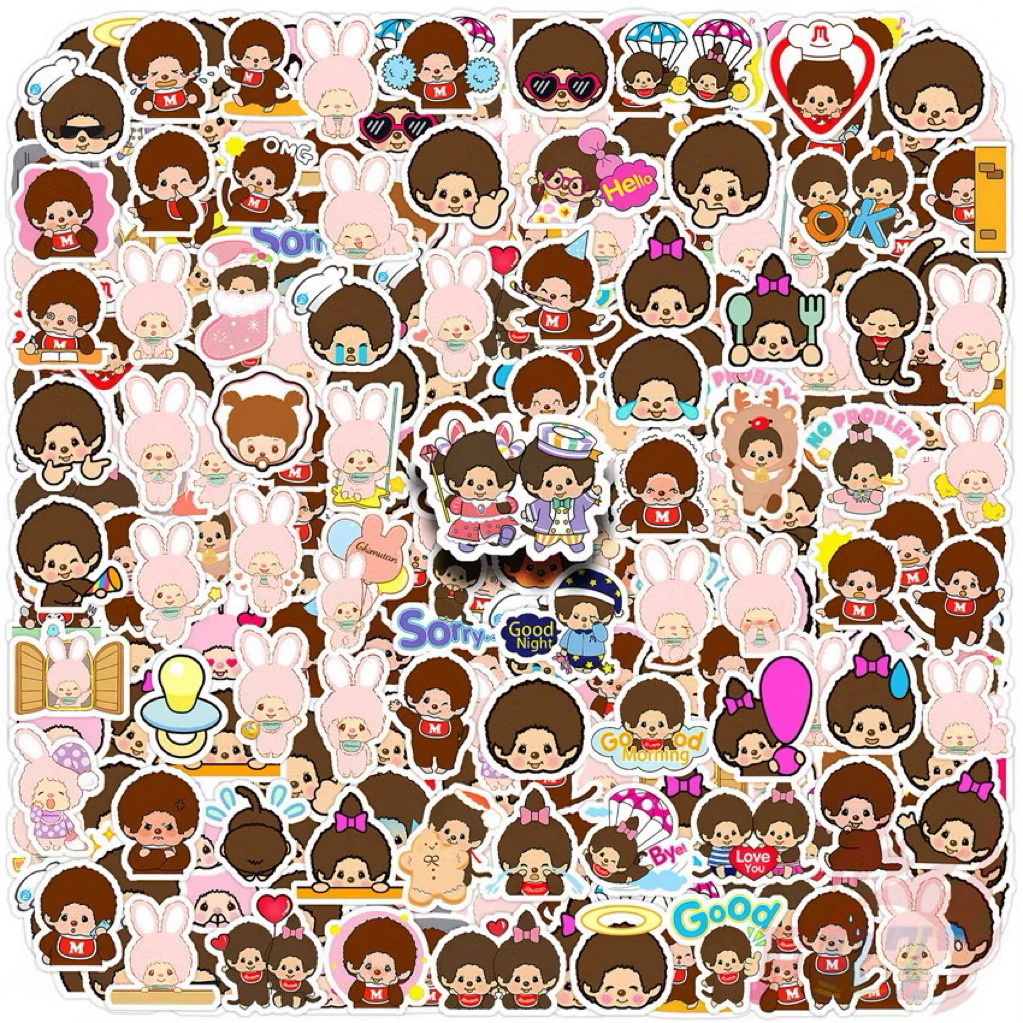 [พร้อมส่งด่วน!] สติ๊กเกอร์ (แฟชั่นเป็นกระดาษธรรมดาไม่กันน้ำ) ม่อนชิชิ ขนาดเล็กติดไดอารี่ หลายคาแรคเตอร์ 110ชิ้น/ชุด