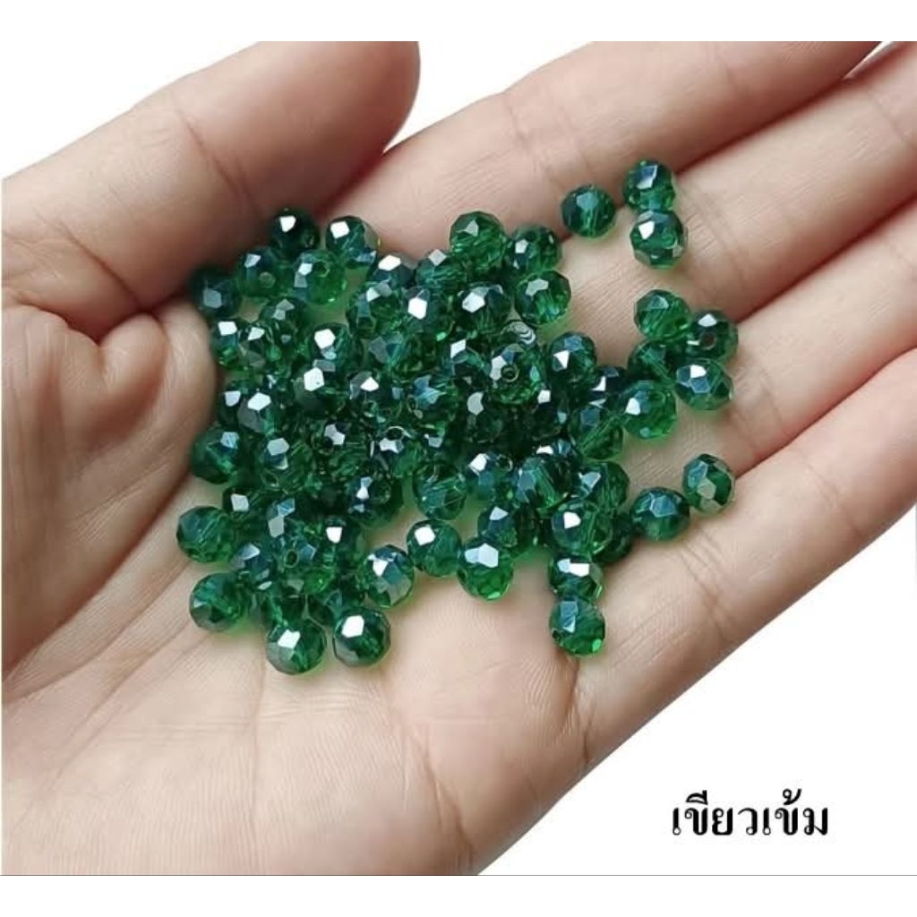 คริสตัลทรงกลมAB 6มม. 80 ชิ้น . สําหรับทําเครื่องประดับ สร้อยคอ สร้อยข้อมือ