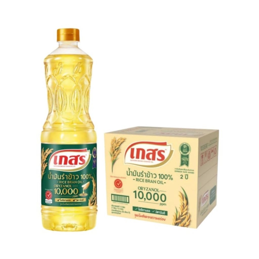 [ยกลัง]​ น้ำมันรำข้าว100% ตราเกสร โอรีซานอล 10,000ppm (1ลิตร×12ขวด)​