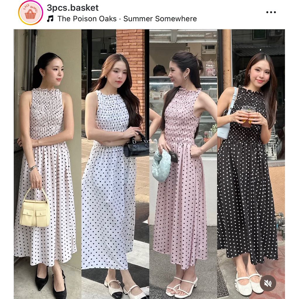 ส่งต่อ เดรส polkadot สีขาว ร้าน 3pcs.basket