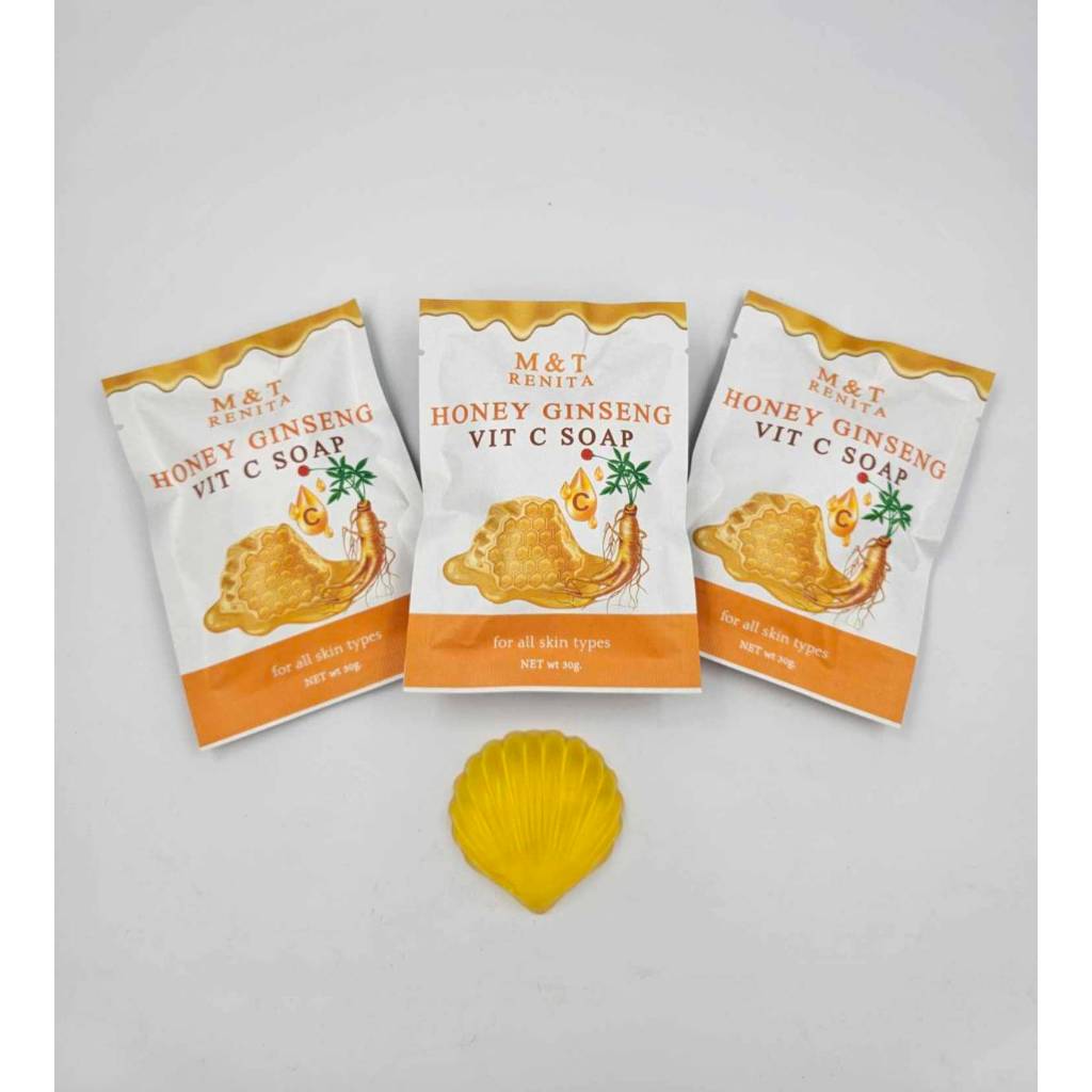 เซ็ท 3 ก้อน // สบู่ผิวหน้า น้ำผึ้ง โสม วิตซี 30 กรัม / ขายโดยเจ้าของแบรนด์ M&T Renita // HONEY GINSE