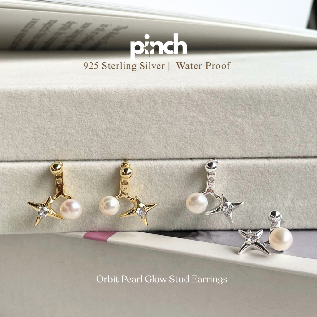 Pinch Orbit Pearl Glow ต่างหูดาวแฉกประดับมุก เงินแท้ silver 925