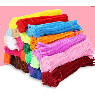 (RAK Domai)รักดอกไม้ ลวดกำมะหยี่ DIY ลวดกำมะหยี่สีฟ้า 100เส้น Chenille เซทลวดกำมะหยี่ ขนฟู ทำดอกไม้ ของขวัญวันแม่⁠