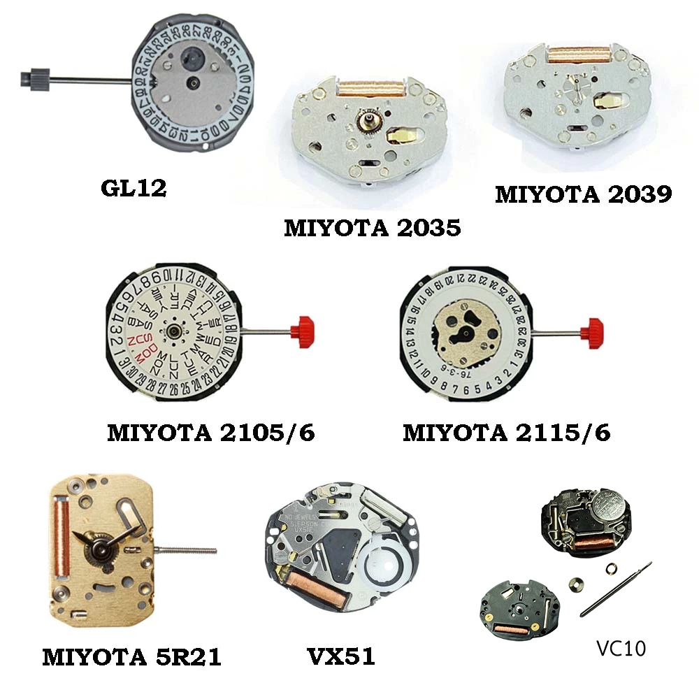เครื่องนาฬิกา QUARTZ รุ่น MIYOTA 2039,MIYOTA 2035,VX51,GL12,5421,MIYOTA 5R21,MIYOTA 2115/6,MIYOTA 21