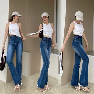 919 jeans🌵กางเกงยีนส์ขาม้า เอวสูง ผ้าลีวาย เนื้อผ้ายืด กางเกงยีนส์ผู้หญิง