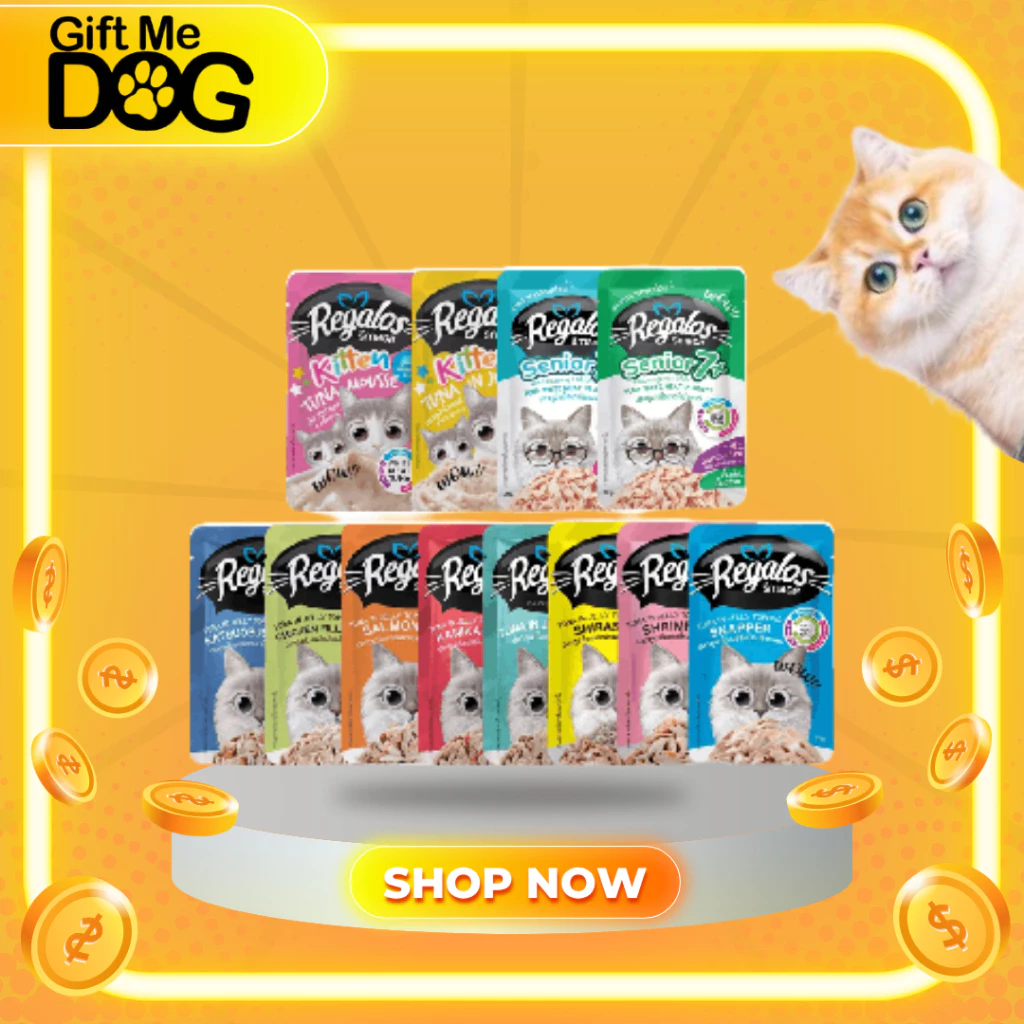 ยกโหลราคาถูก(12ซอง) Regalos รีกาลอสอาหารแมวแบบเปียกเนื้อดี กลิ่นหอม น้องแมวชอบมากกกกก
