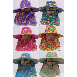 🔥หมวกคลุมหน้าปีกโฟม BY MOOK🔥ลายดอกไม้ สก๊อต ปีกกว้าง35cm หมว…