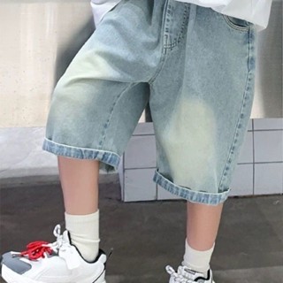 เด็กผู้ชายกางเกงยีนส์ขาสั้นเด็กชาย ทรงหลวม ใส่สบาย สไตล์ยุโร…