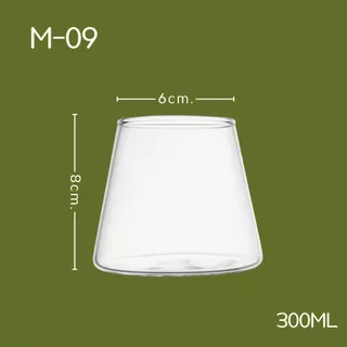 Alluse.shop M-09-300ml แก้วทรงกรวยตัด ทรงภูเขา สไตล์มินิมอล แก้วน้ำกระจกใส Minimalist Clear Glass Cup ดีไซน์เรียบง่าย